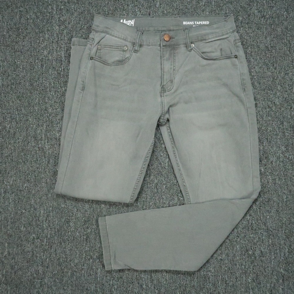 Mugsy Jeans Mens 31x30 Gray‎ Beans Tapered 5 Pocket Denim Preppy